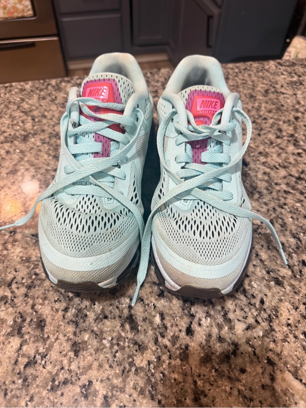 Nike Kids Light Teal Sneakers with Pink Accents